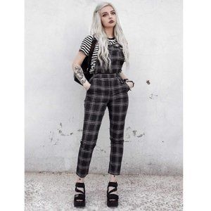 🕷🕸 NEW Gothic Black Plaid Overalls